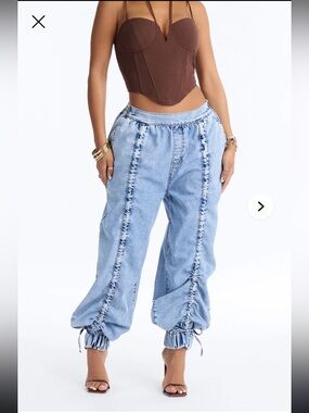 NWT Fashion Nova BLUE DENIM JOGGERS SIZE XL